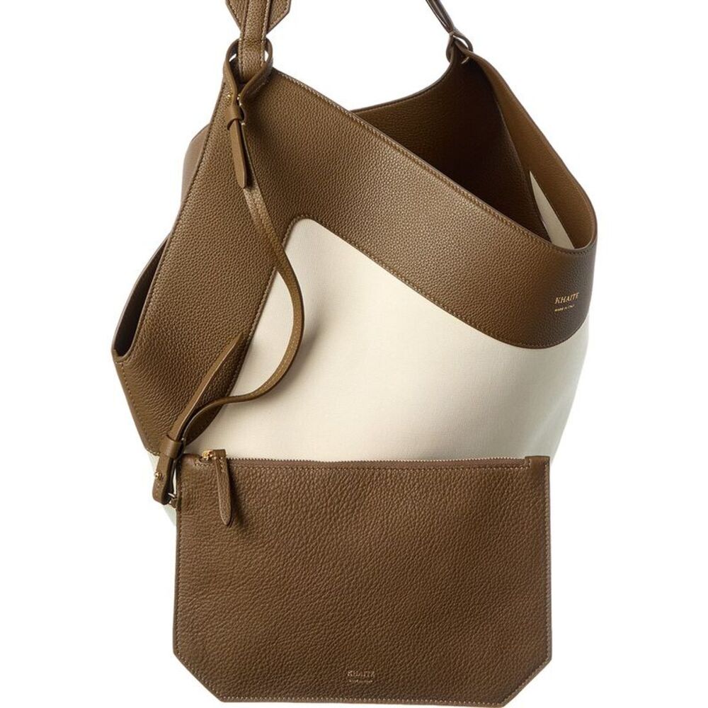 Khaite Lotus Medium Canvas & Leather Tote, Green - Picture 3 of 5